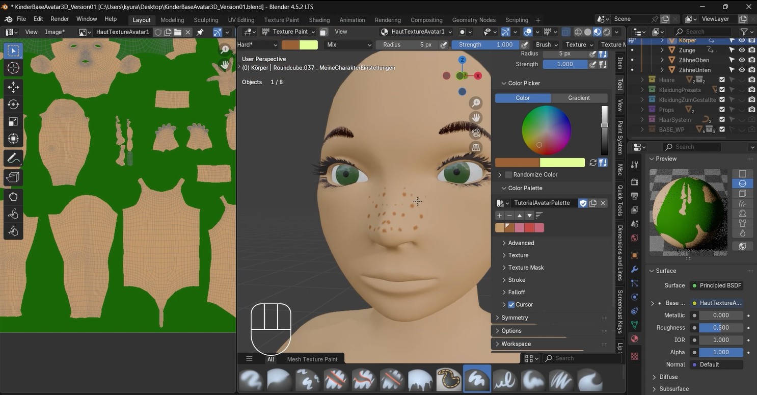 Blender - 3D-Avatar - Haut-Texturen gestalten